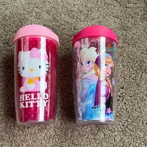 2 10 oz. Tervis tumblers with lids - Hello Kitty & Anna & Elsa